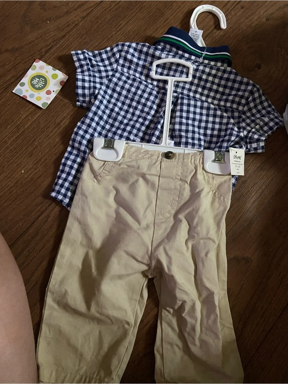 Little Me Blue Gingham Button-Up Shirt & Pant set NWT